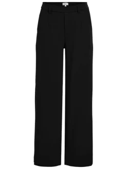Pantalon chino noir pourvu d'une coupe droite et d'une taille élastiquée