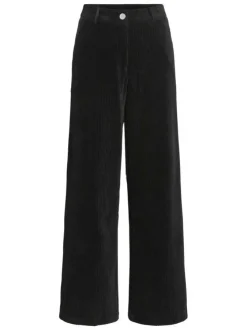 Pantalon chino noir uni avec une coupe bootcut et des passants