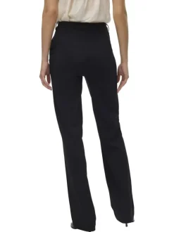Pantalon chino noir uni avec une coupe bootcut et des passants pour ceinture
