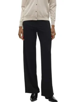 Pantalon chino noir uni avec une coupe bootcut et une fermeture zippée
