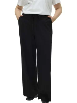 Pantalon Chino noir uni avec une coupe bootcut et une taille élastiquée