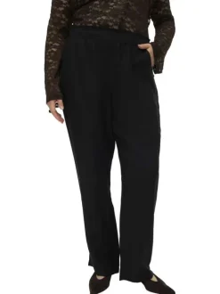 Pantalon Chino noir uni avec une coupe bootcut et une taille élastiquée