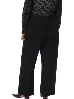 Pantalon Chino noir uni avec une coupe bootcut et une taille élastiquée