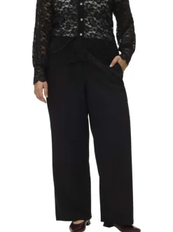 Pantalon Chino noir uni avec une coupe bootcut et une taille élastiquée