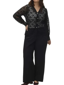 Pantalon Chino noir uni avec une coupe bootcut et une taille élastiquée