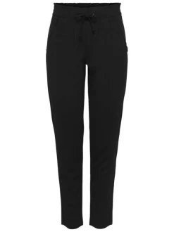 Pantalon Chino noir uni avec une coupe cigarette et une taille élastiquée