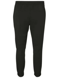 Pantalon chino noir uni avec une coupe droite et ceinture élastiquée