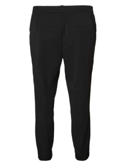 Pantalon chino noir uni avec une coupe droite et ceinture élastiquée
