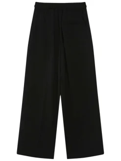 Pantalon chino noir uni avec une coupe droite et une taille élastiquée