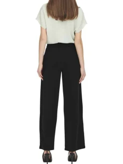 Pantalon chino noir uni avec une coupe flare et une taille élastiquée