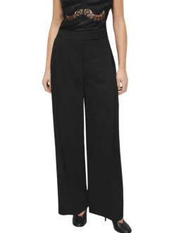 Pantalon chino noir uni avec une coupe large et une taille haute