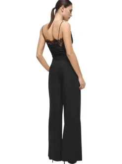 Pantalon chino noir uni avec une coupe large et une taille haute
