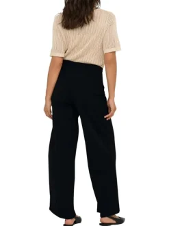 Pantalon chino noir uni à coupe bootcut avec des bijoux aux poches