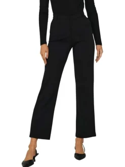 Pantalon chino noir uni à coupe droite avec une taille haute