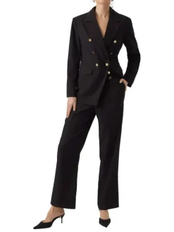 Pantalon chino noir uni à coupe droite et une taille intermédiaire