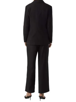 Pantalon chino noir uni à coupe droite et une taille intermédiaire