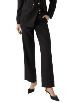Pantalon chino noir uni à coupe droite et une taille intermédiaire