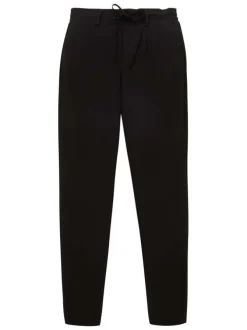 Pantalon chino noir uni à coupe slim avec un lien à nouer à la taille
