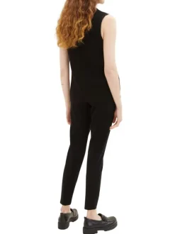 Pantalon chino noir uni à coupe slim avec un lien à nouer à la taille
