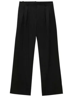 Pantalon chino noir uni à 2 poches avec des passants et une coupe bootcut