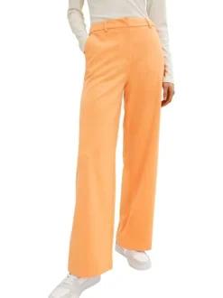 Pantalon chino orange uni avec une coupe bootcut et une taille haute