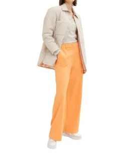 Pantalon chino orange uni avec une coupe bootcut et une taille haute