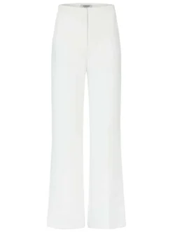 Pantalon chino à plis blanc pourvu d'une coupe bootcut et d'une taille haute