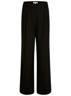 Pantalon chino à plis noir pourvu d'une coupe bootcut et d'une taille haute