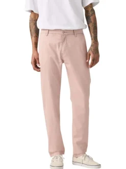Pantalon chino rose à coupe slim pourvu du patch de la marque