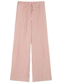 Pantalon chino rose et blanc à rayures avec une coupe large