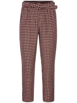 Pantalon Chino rouge pied de coq coupe bootcut