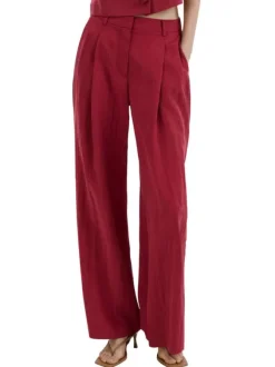 Pantalon Chino rouge uni avec une coupe bootcut et une taille droite