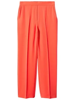 Pantalon chino rouge uni avec une coupe droite et une taille haute
