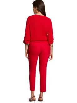 Pantalon Chino rouge uni avec une coupe droite à zip et à bouton