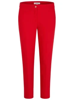 Pantalon Chino rouge uni avec une coupe droite à zip et à bouton