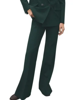 Pantalon Chino sapin pourvu d'une coupe flare et d'une taille élastiquée