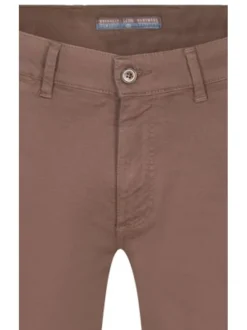 Pantalon chino slim en coton effet nid d'abeille vieux rose uni
