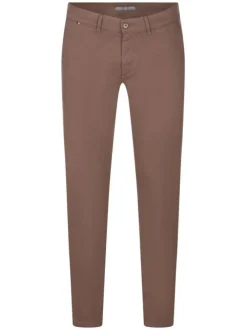 Pantalon chino slim en coton effet nid d'abeille vieux rose uni