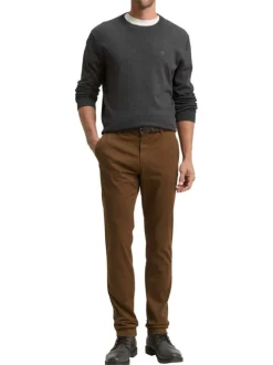 Pantalon Chino Soft en coton camel avec fermeture à glissière