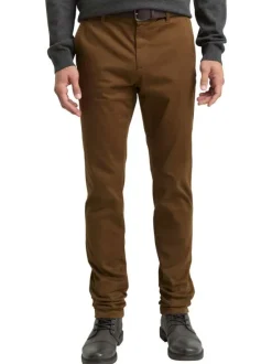 Pantalon Chino Soft en coton camel avec fermeture à glissière