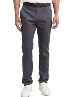 Pantalon Chino Soft en coton gris avec fermeture à glissière
