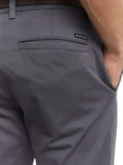 Pantalon Chino Soft en coton gris avec fermeture à glissière