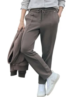 Pantalon chino taupe uni pourvu d'une coupe slim et d'une taille intermédiaire