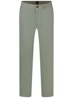 Pantalon Chino vert en coton avec une coupe ajustée et logo brodé