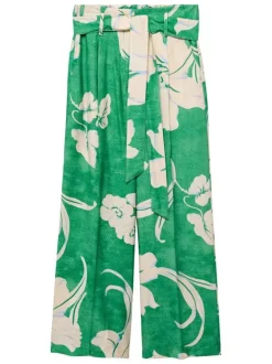 Pantalon chino vert imprimé avec une coupe droite et une ceinture amovible