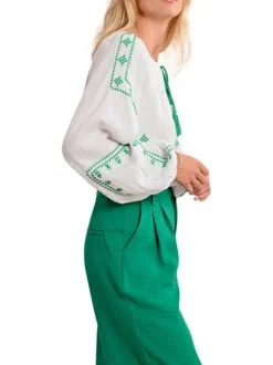 Pantalon chino vert uni avec une coupe bootcut et des passants