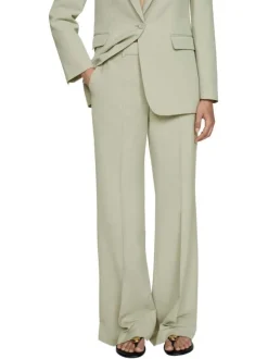 Pantalon Chino vert uni avec une coupe bootcut et zippé boutonné à la taille