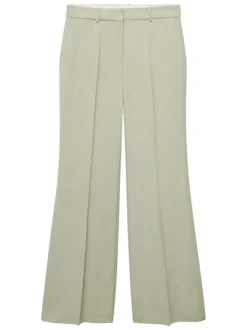 Pantalon Chino vert uni avec une coupe bootcut et zippé boutonné à la taille