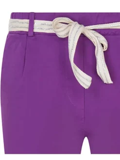 Pantalon Chino violet en coton uni coupe carotte avec taille élastiquée