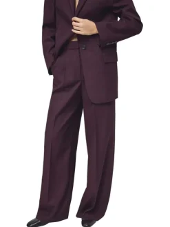Pantalon chino violet uni avec une coupe bootcut et 4 poches